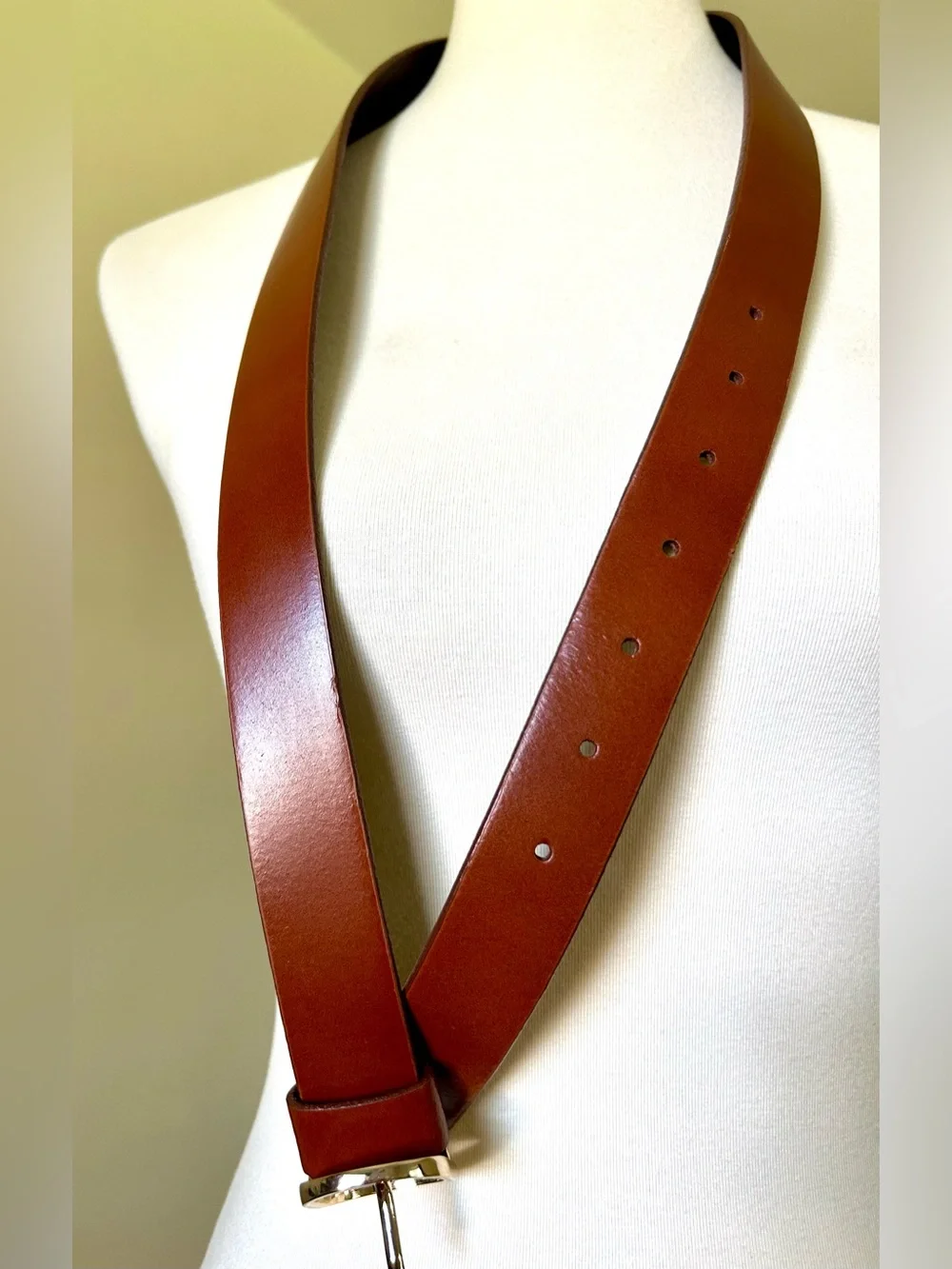 HALOGEN Belt Brown Leather. Size M